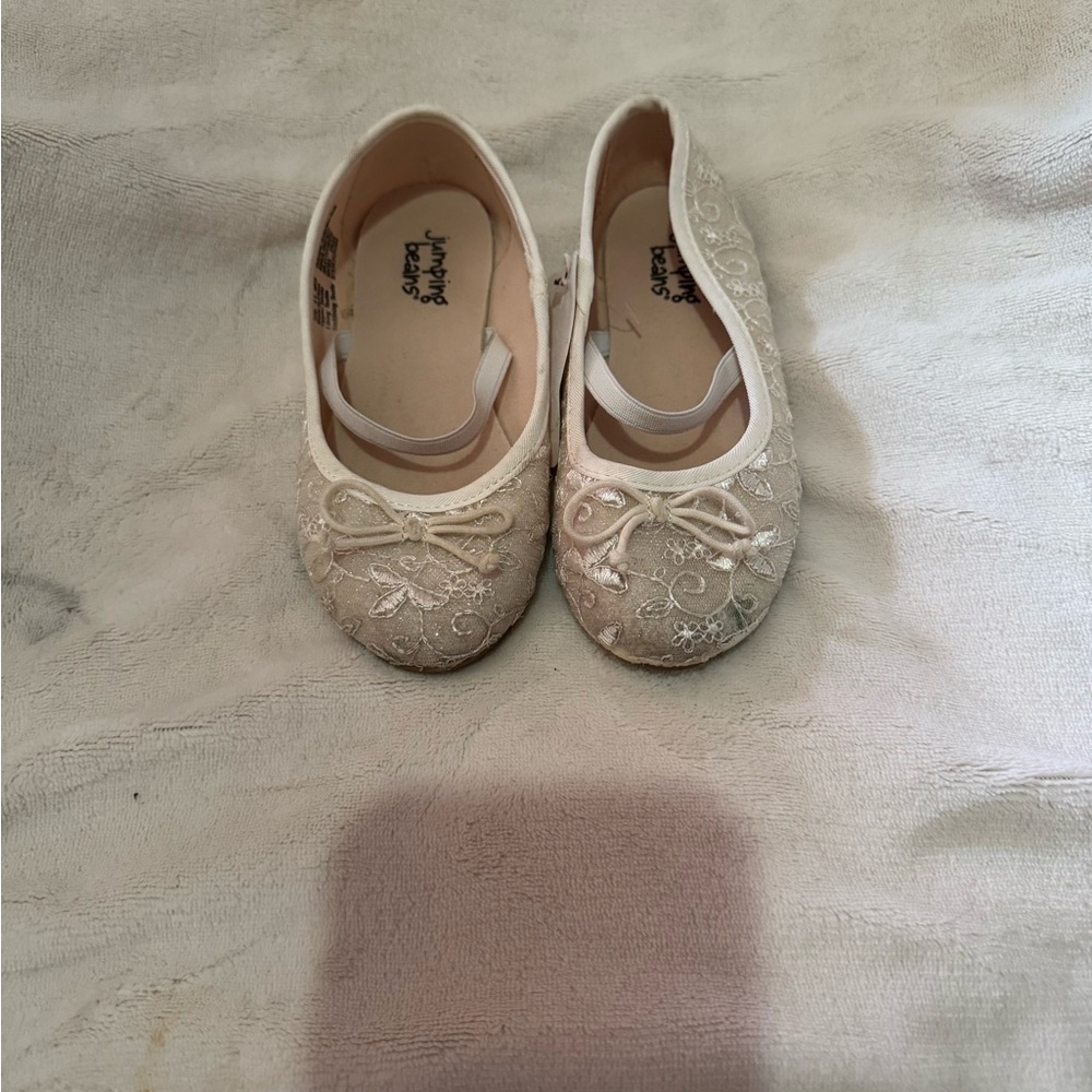 Jumping beans girls floral white flats